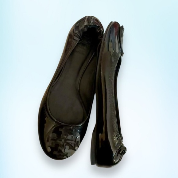 TORY BURCH BLACK PATENT FLATS women’s slip on shoes size 6 - Picture 9 of 14